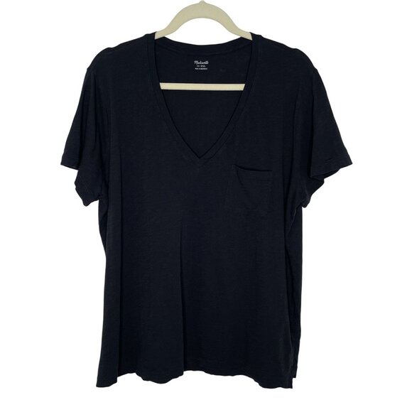 Madewell Tops - Madewell Black V-Neck Pocket Tee, XXL